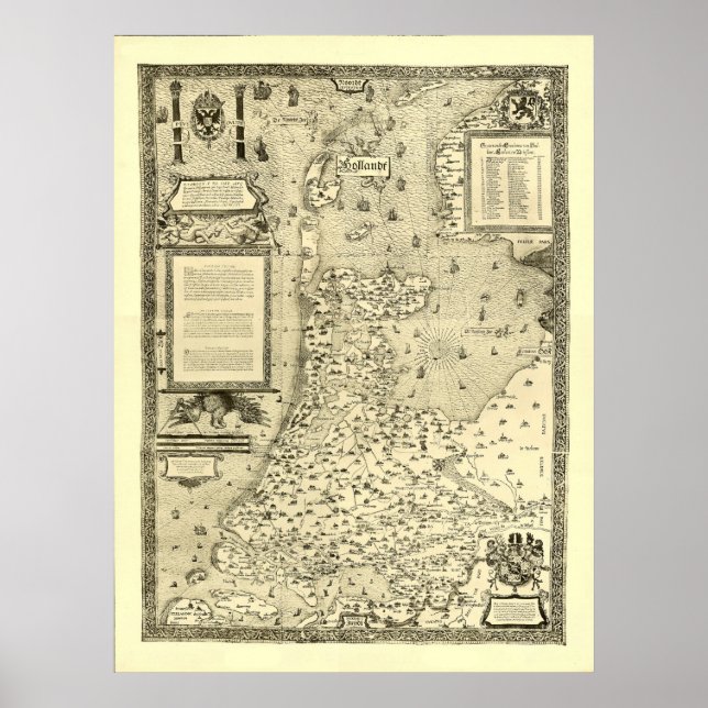 Map of Holland Netherlands by Jacob van Deventer Poster (Front)