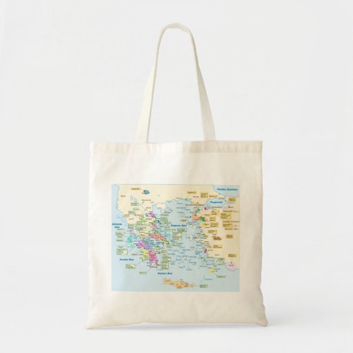 Map of Homeric Era Greece with English labels Tote Bag