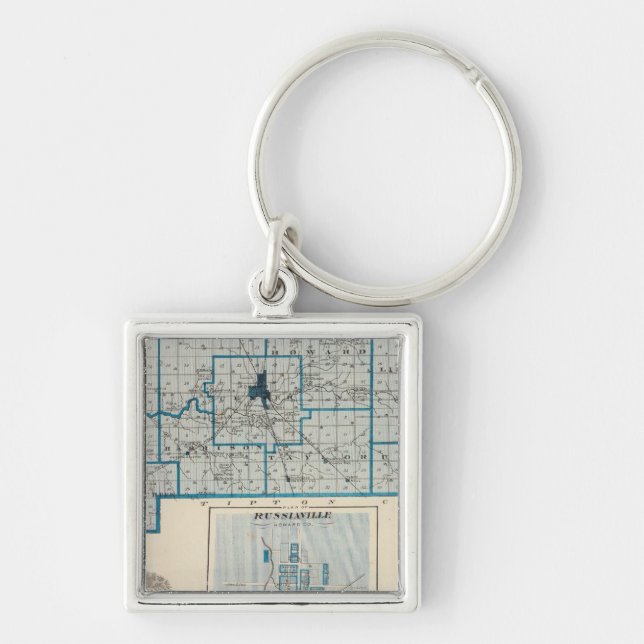 Map of Howard County with Russiaville Keychain (Front)