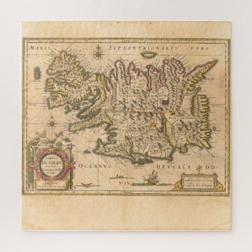 Map of Iceland Blaeu 1645 Jigsaw Puzzle