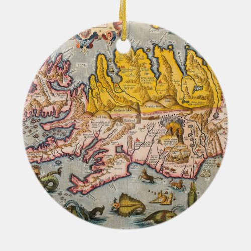 Map of Iceland Ceramic Ornament
