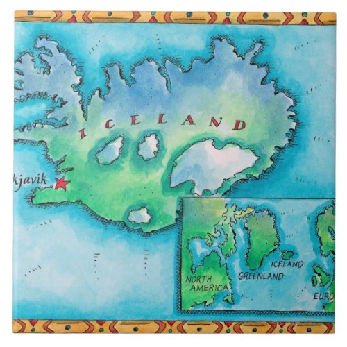 Map of Iceland Ceramic Tile