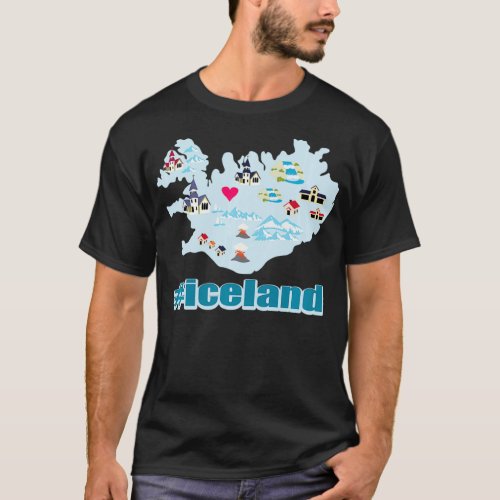 Map Of Iceland  Funny Cool Viking Island  T_Shirt