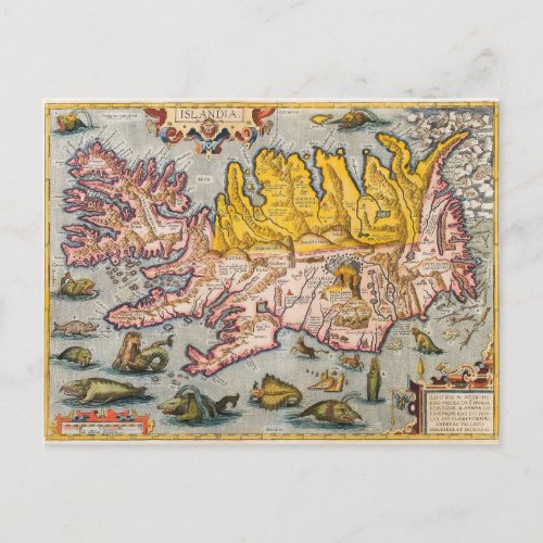 Map of Iceland Postcard