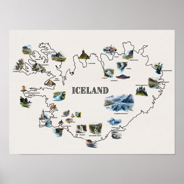 Map of Iceland Poster (Front)