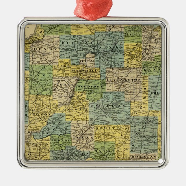 Map of Illinois 2 Metal Ornament (Front)