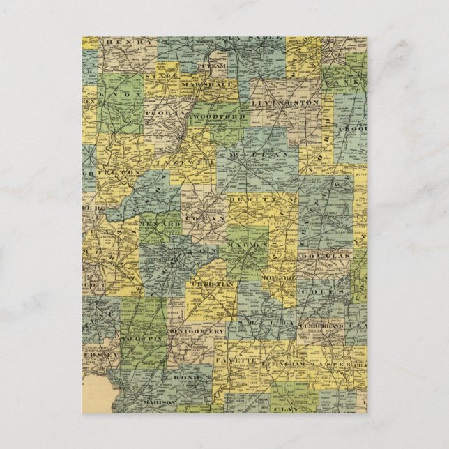 Map of Illinois 2 Postcard (Front)