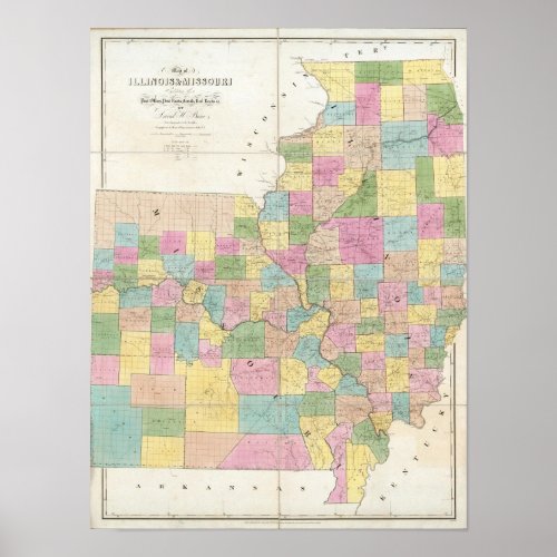 Map of Illinois  Missouri Poster
