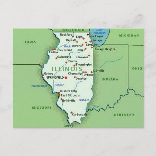 Map of Illinois Post Cards