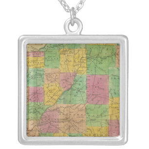 Map of Illinois Silver Plated Necklace