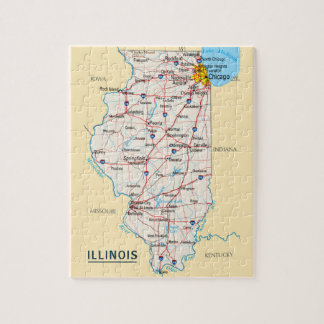 Map of Illinois Travel Destination Jigsaw Puzzle