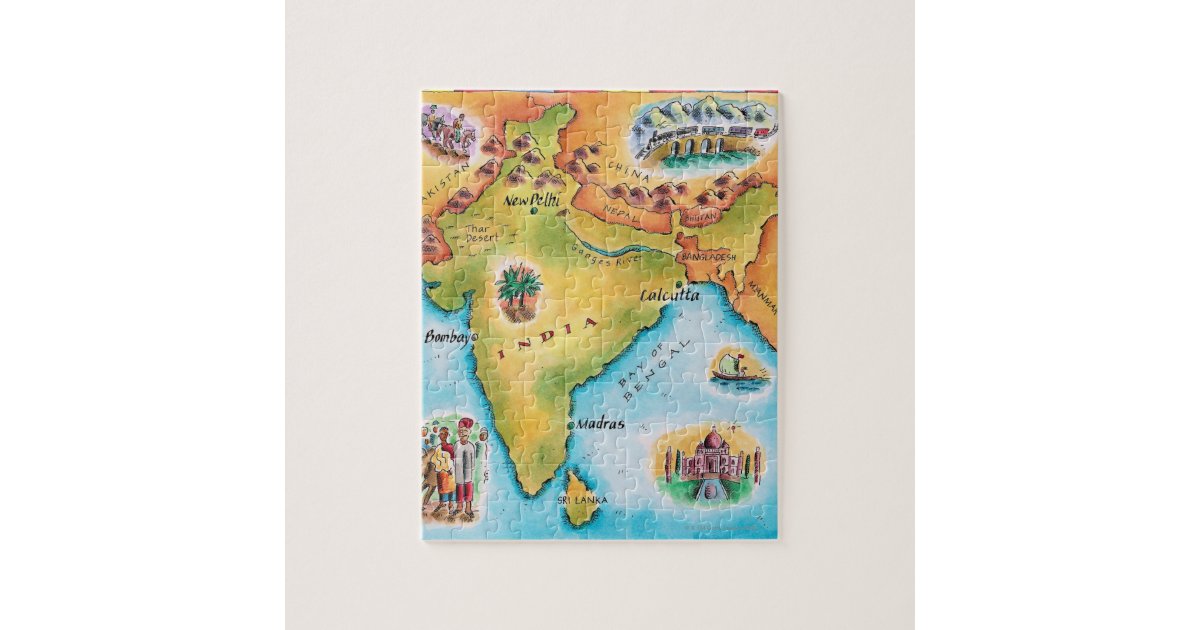 India Map Watercolor Print New Delhi Wall Art Wedding Gift 