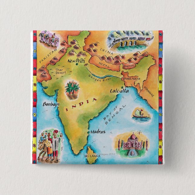 Map of India Pinback Button (Front)