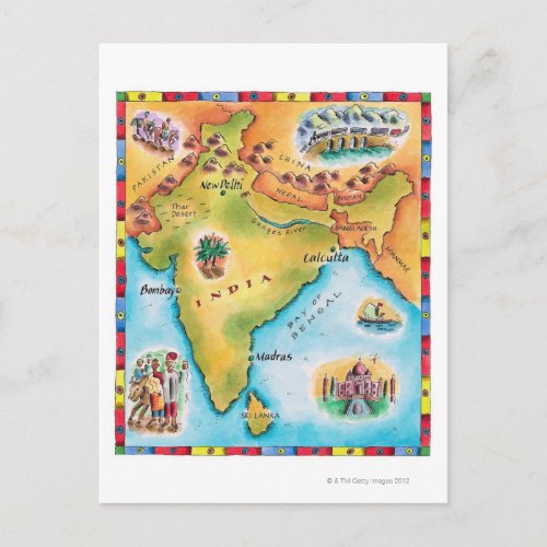 Map of India Postcard