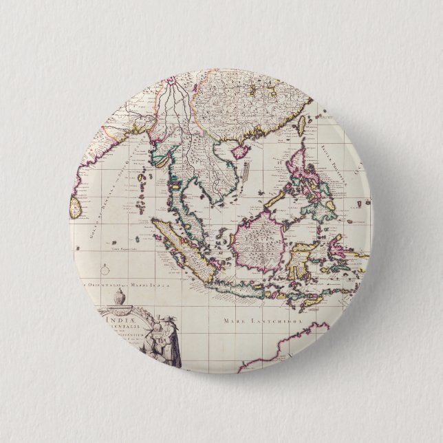 Map of India & the East Indies Button (Front)