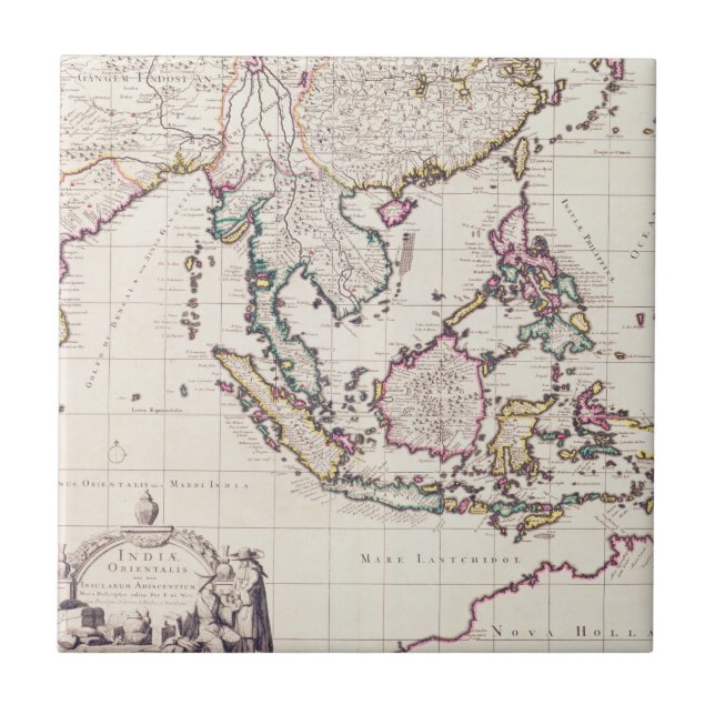 Map of India & the East Indies Ceramic Tile (Front)
