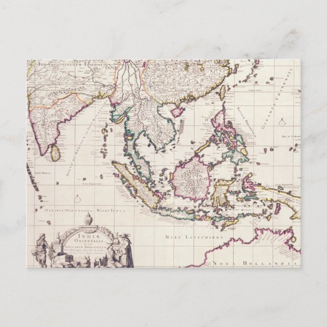 Map of India & the East Indies Postcard (Front)