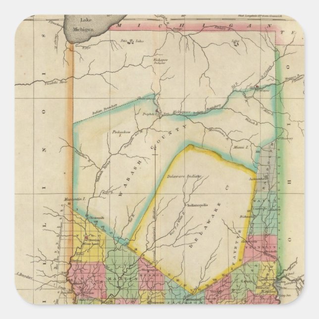 Map Of Indiana Square Sticker (Front)