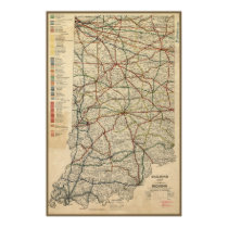 Map of Indiana's Railroad System, Circa 1897 Poster Map of Indiana's Railroad System, Circa 1897 Poster