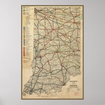 Map of Indiana's Railroad System, Circa 1897 Poster