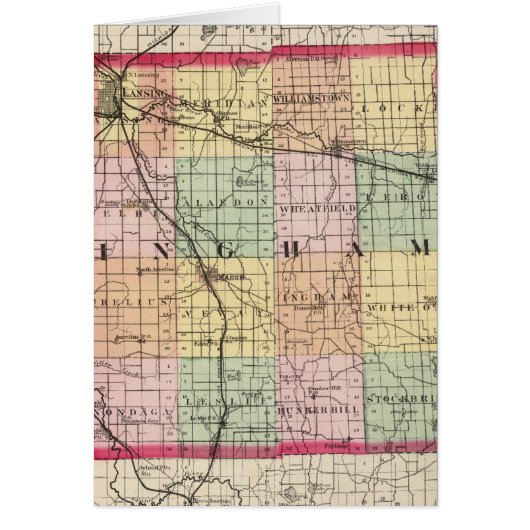 Map of Ingham County, Michigan Cards (Front)