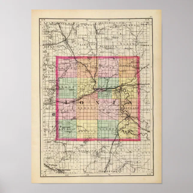 Map of Ionia County, Michigan Poster Zazzle