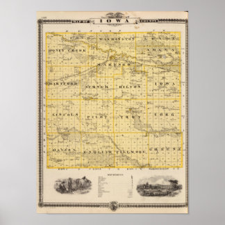 Map of Iowa County, State of Iowa Poster