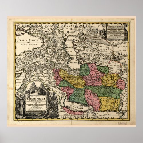 Map of Iran 1724 Poster