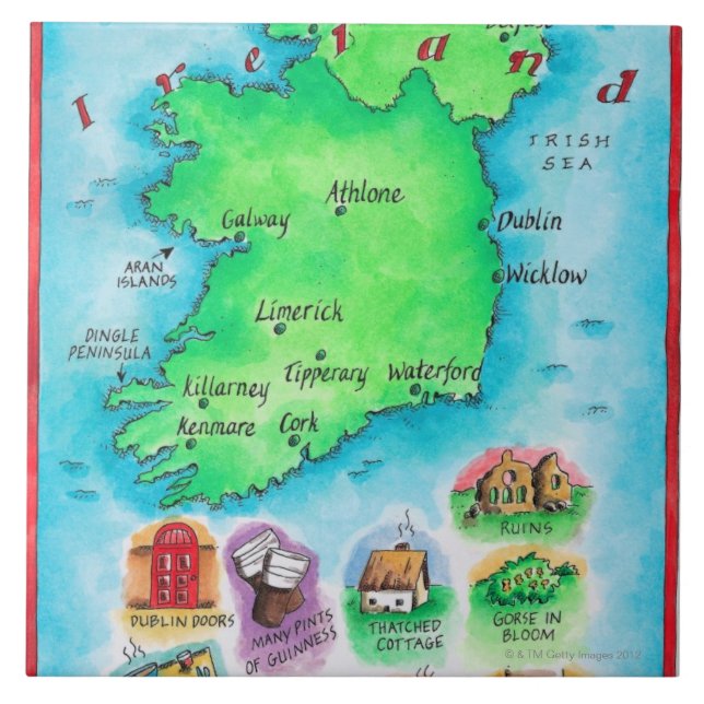 Map of Ireland Ceramic Tile (Front)