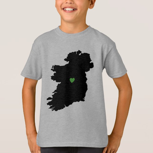 Map of Ireland Irish Pride Green Heart T-Shirt (Front)