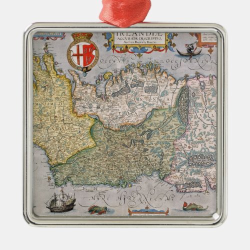 Map of Ireland Metal Ornament