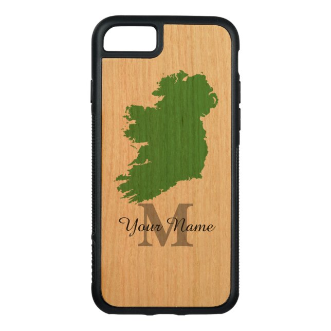 map of Ireland monogrammed Carved Wood iPhone Case (Back)