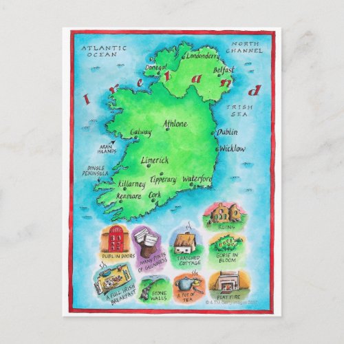 Map of Ireland Postcard