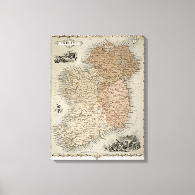 Map of Ireland, published c.1850 (hand-coloured en Canvas Print (Front)