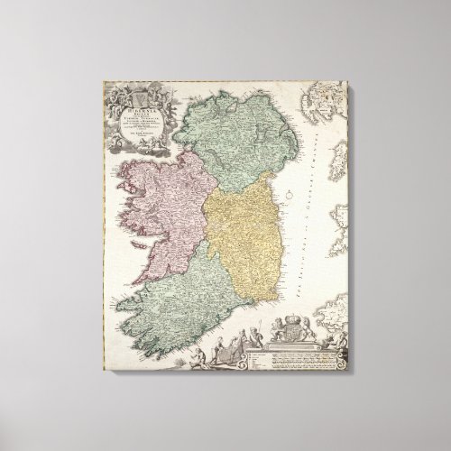 Map of Ireland showing the Provinces of Ulster Canvas Print
