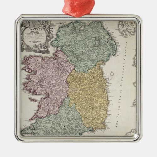 Map of Ireland showing the Provinces of Ulster Metal Ornament