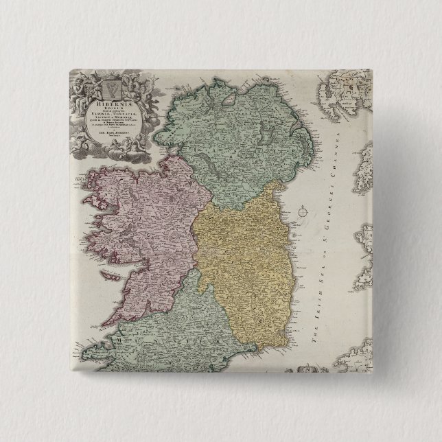 Map of Ireland showing the Provinces of Ulster Pinback Button (Front)