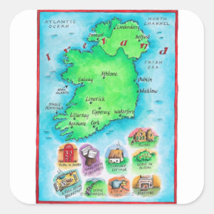 Map of Ireland Square Sticker