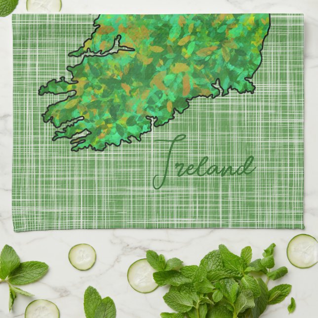 Map of Ireland St. Patrick's Day Kitchen Towel (Folded)