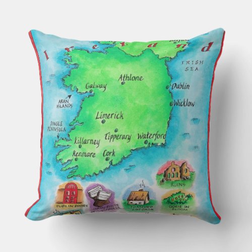 Map of Ireland Throw Pillow