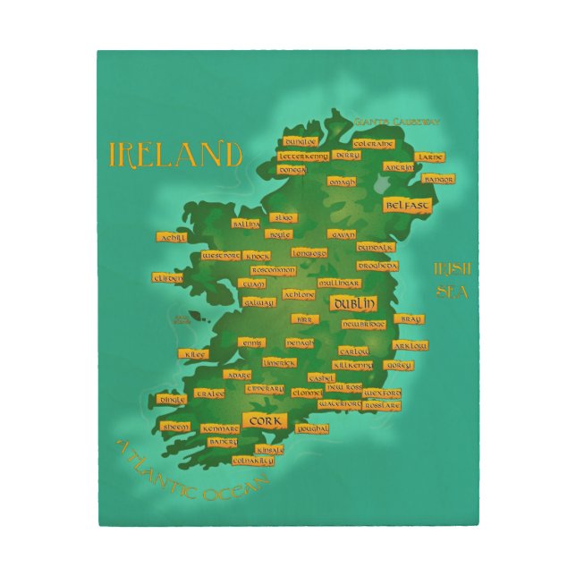 Map Of Ireland Wood Wall Art (Front)