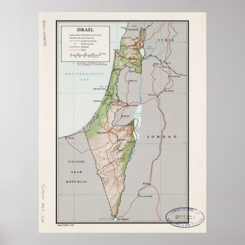 Map of Israel 1967 Poster