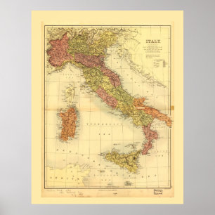 Map of Italy (1890) Poster