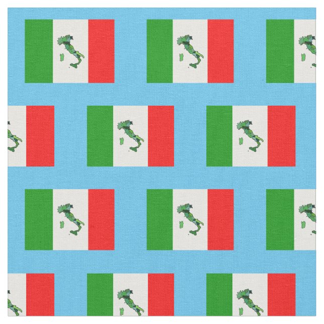 Map of Italy and Italian Flag Fabric (Close Up)