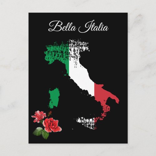  Map of Italy Bella Italia Italian Language Postcard