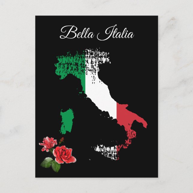 *~* Map of Italy Bella Italia Italian Language Postcard (Front)