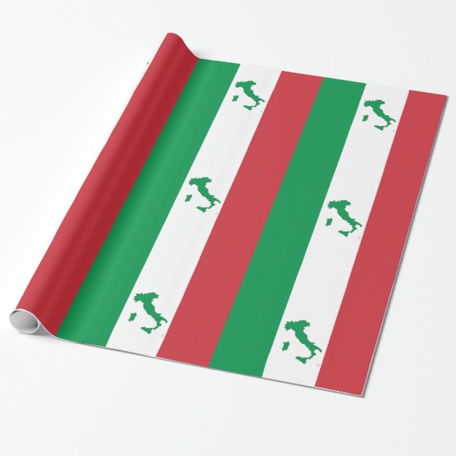 Map of Italy - Italian Flag Wrapping Paper (Unrolled)