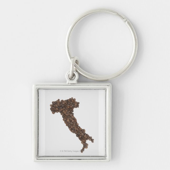 Map of Italy made of Coffee Beans Keychain (Front)