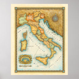 &quot;Map of Italy&quot; &quot;Mappa de Italia&quot; Poster