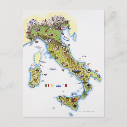 Map of Italy Postcard